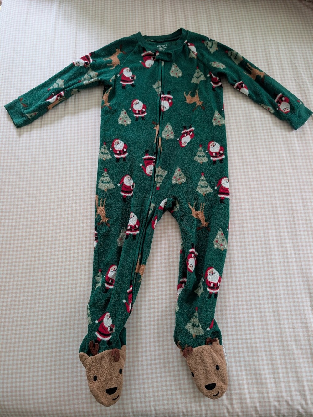 Carter’s Child of Mine Toddler Christmas Fleece Footed Pajamas Reindeer Feet | S